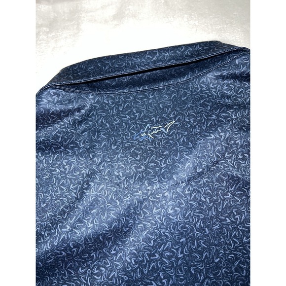 Greg Norman ML75 Play Dry Men's Polo Shirt Navy Blue Geometric Size L - Picture 8 of 10
